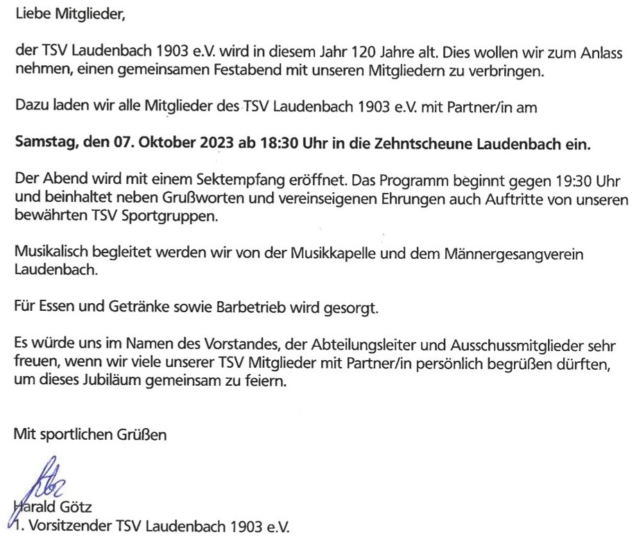 Einladung 120 Jahre TSV I